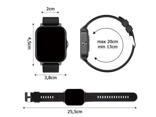Chytré hodinky smartwatch s bluetooth - Barva: Černá