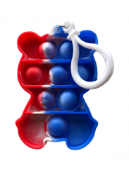 POP IT - prívesok na kľúče Medvedík (modrá/biela/červená)