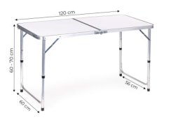 Skládací turistický stůl bílý 120x60cm