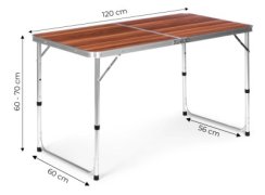 Skládací turistický stůl hnědý 120x60cm