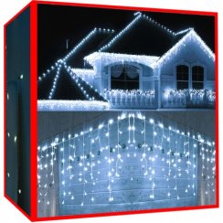 Světelný závěs rampouchů 300 LED studená bílá 31V
