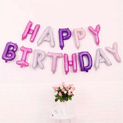 Fóliový balónek s nápisem Happy Birthday Fialový mix