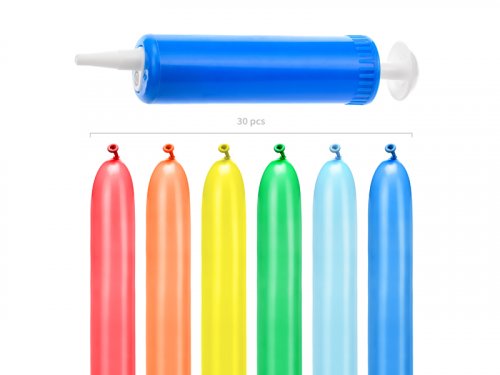 Modelovacie balóniky pastelové - mix farieb 30ks 130cm + pumpička