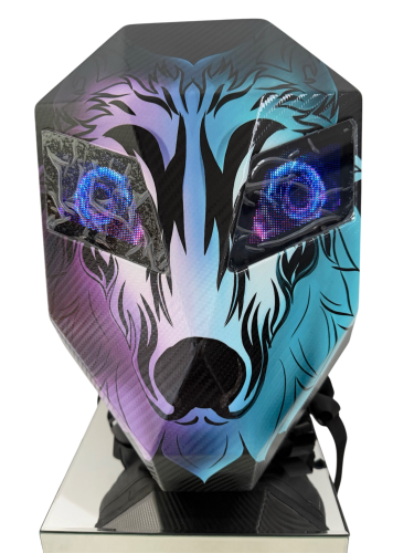 LED Digitální batoh na motorku vlk